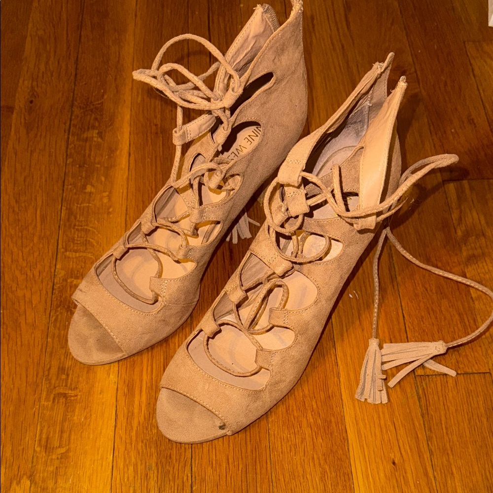 Nine West Tan Lace-Up Women's Boots